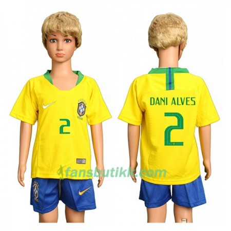 Fotball-VM 2018 Brasil drakt Dani Alves 2 Barn Hjemmetrøye